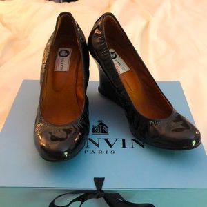 Lanvin patent leather wedge heels size 40